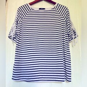 *3 for $20* Ellos string-tie sleeves tunic blouse, black/white stripes, sz S/12